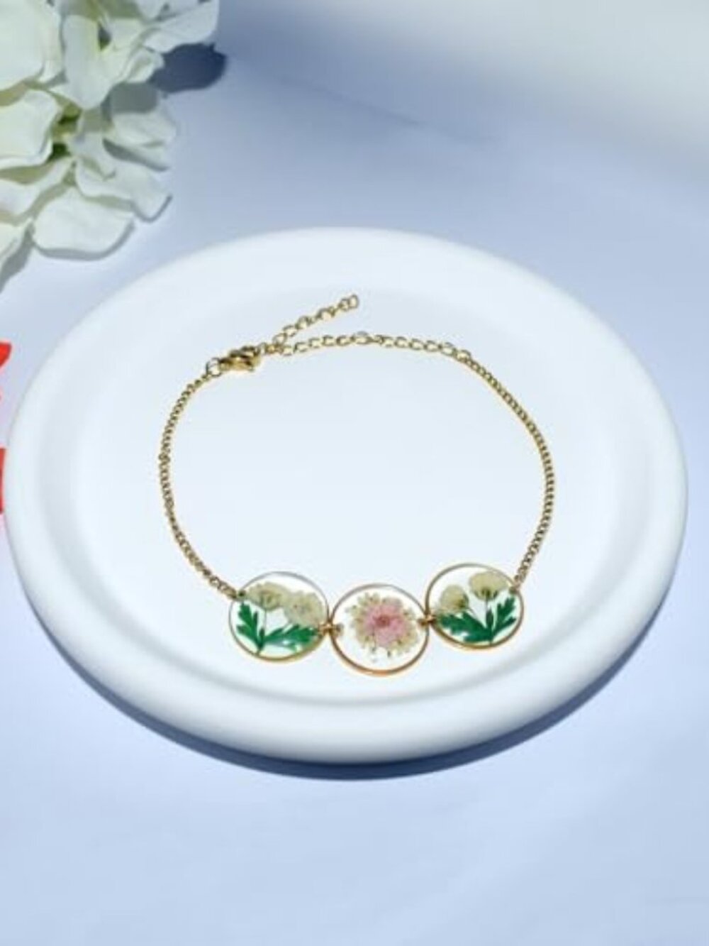 Flower Bracelets for Women,Real Pressed‎ Flower Bracelet,Unique Handmade Design